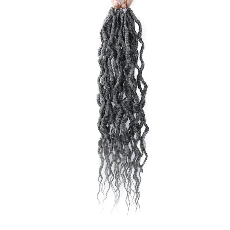 Faux Locs Crochet Hair 24Inch 6Packs Crochet Locs,Boho Faux Locs With Curly Ends Soft Dreadlock Crochet Hair for Black Women(24'', Grey)