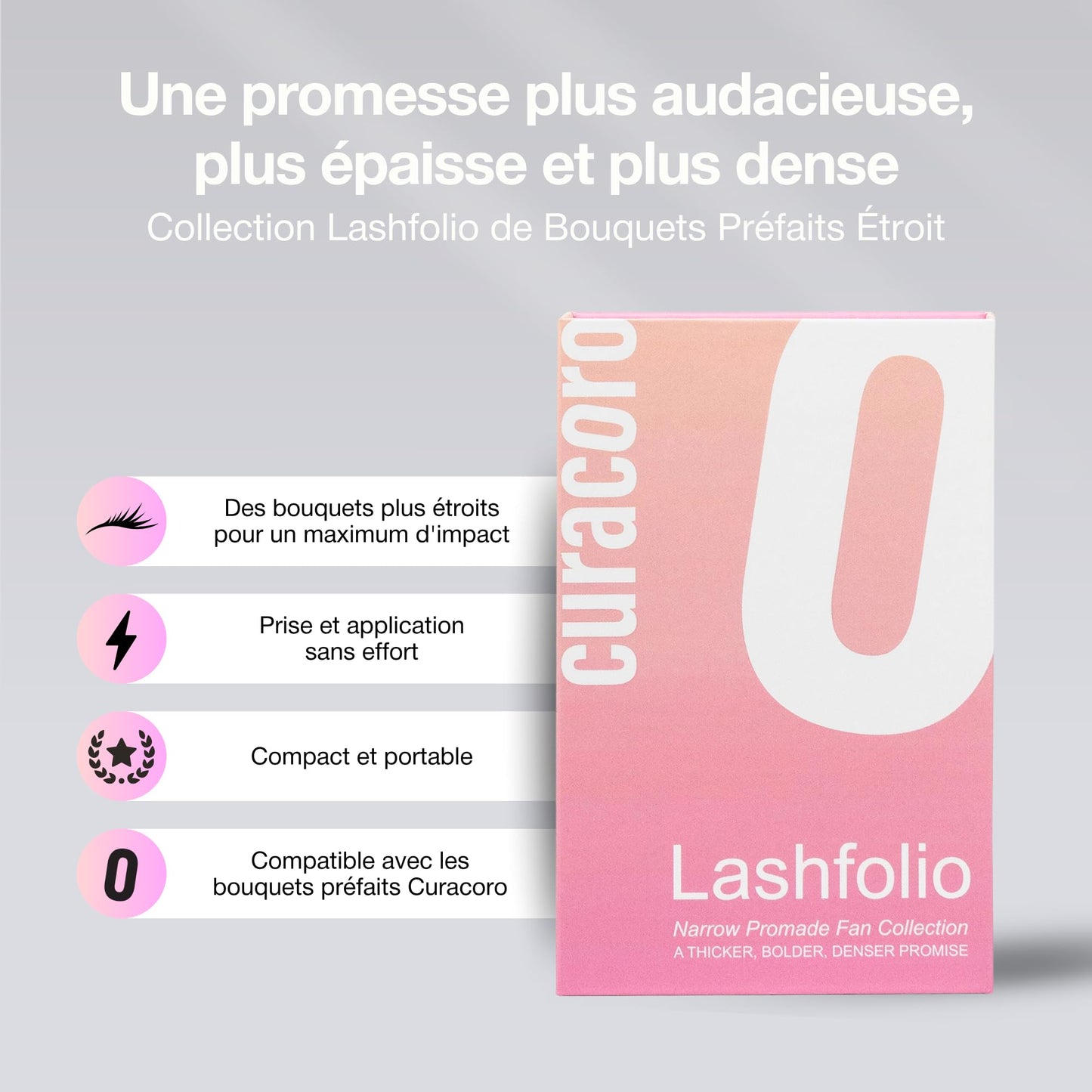 Curacoro LashFolio Narrow Promade Fans, 8D-0.05 CC Curl, 11mm Length, Handmade Volume Eyelashes, Professional Long-Lasting Promade Lash Fans