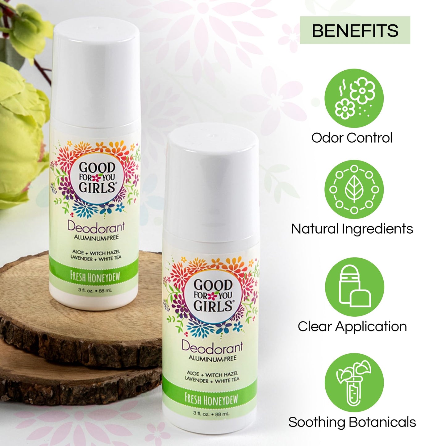 Good for You Girls Aluminum-Free, Natural Deodorant for Kids, Pre teens, Teens, Safe & Effective Odor Control, Clear Roll-On, Natural Fragrance, Vegan, Made in USA | Soft Powder, 3 oz (Pack of 3)