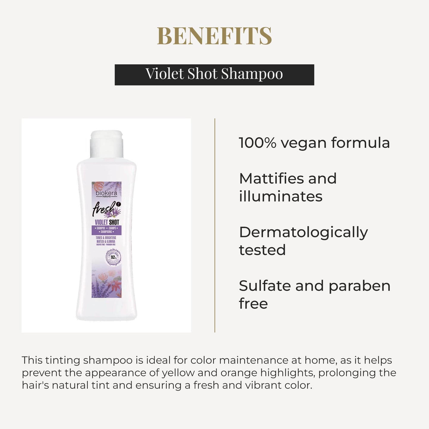 SALERM - Purple Shampoo for Blonde, Gray, Highlighted, or Bleached Hair - Biokera Fresh Violet - 300 ml - Violet Shampoo - Tones and Brightens - Maintains Color - Sulfate-Free and Paraben-Free