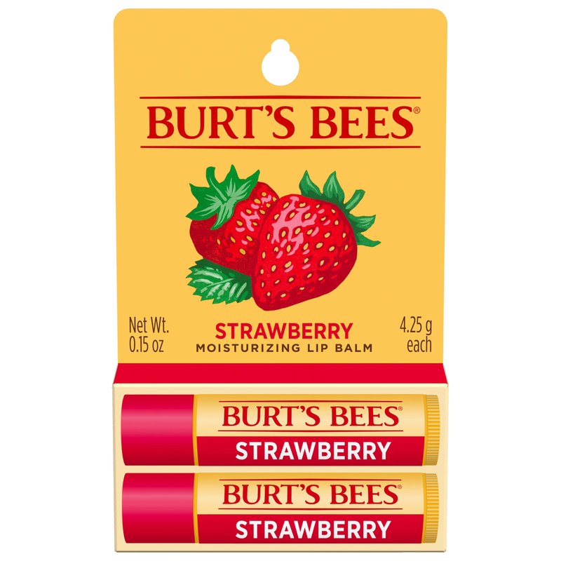 Burt's Bees Mothers Day Gifts, Lip Balm - Strawberry, Lip Moisturizer With Responsibly Sourced Beeswax, Tint-Free, Natural Origin Conditioning Treatment, 2 Tubes, 0.15 oz.