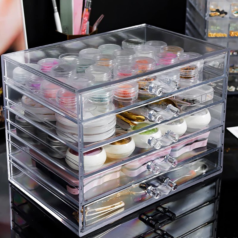 Acrylic 5-Tier Nail Art Storage Box - Transparent Organizer for Jewelry & Cosmetics | Display Stand