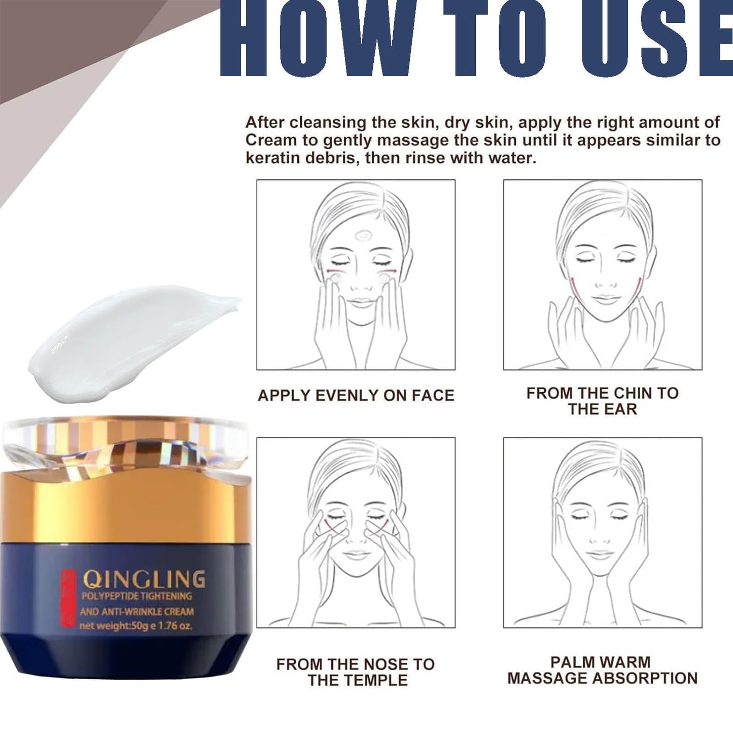 Plutarn Qingling Crema Para Arrugas, Qingling Face Cream, Qingling Wrinkle Removal Cream, Polypeptide Tightening and Anti Wrinkle Cream, Anti Aging Moisturizer for Firming Face (2pcs)