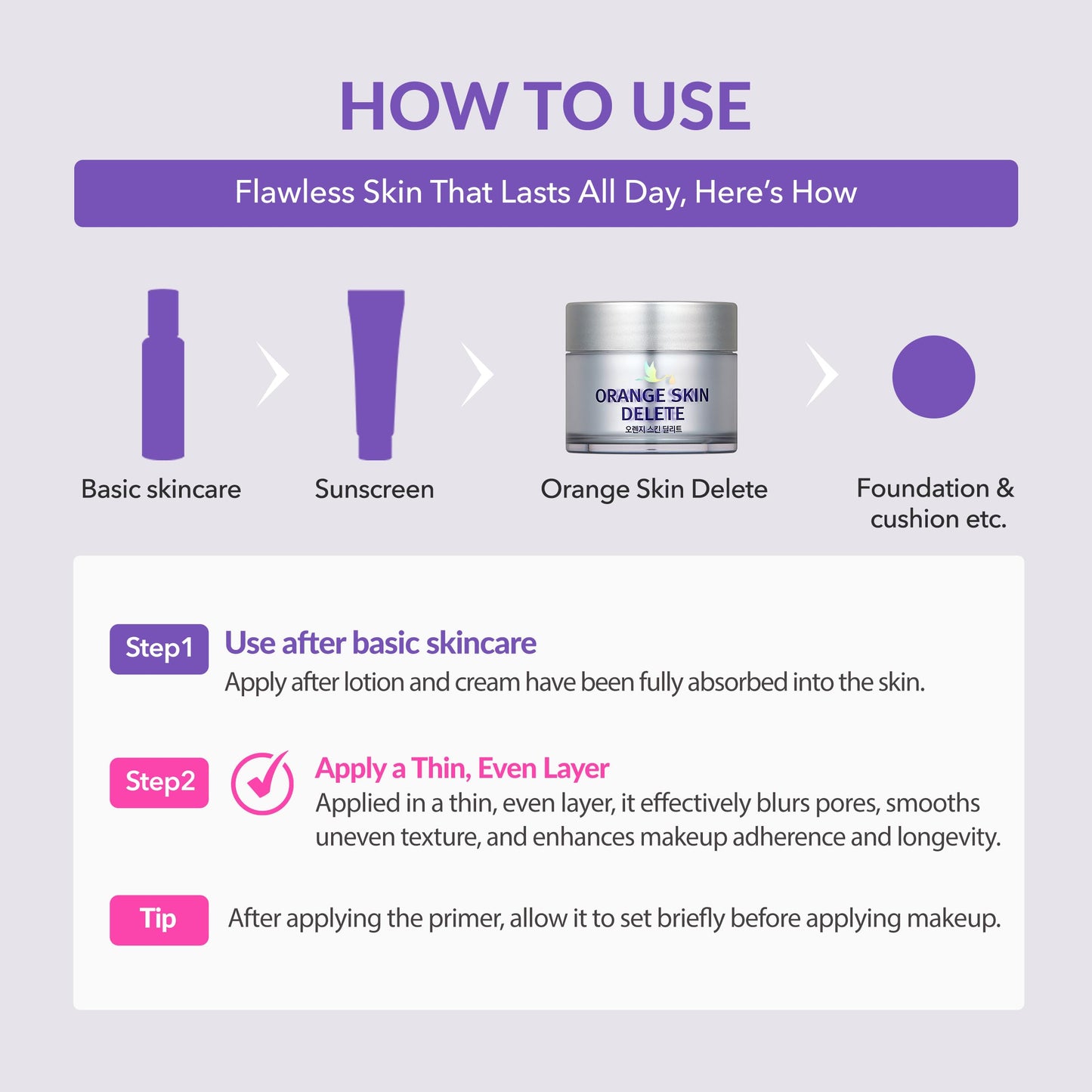 Orange Skin Delete Original Pore Primer Skin Smoothing Long Lasting Wear Korean Makeup 30g 1.06 oz