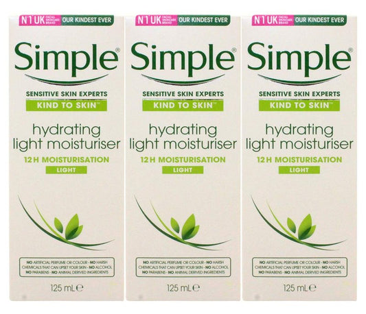 Simple Skin Hydrating Moisturizer, Facial Moisturizer for Sensitive Skin with 12 Hour Moisturization, 4.2 Ounce (Pack of 3)