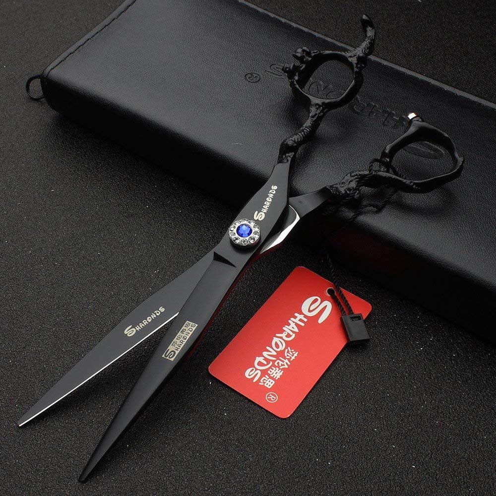 7 Inch sharonds Personalized Hair Scissors 19cm Cool Black Salon Hair Styling Barber Scissors Stainless Steel Barber Tools