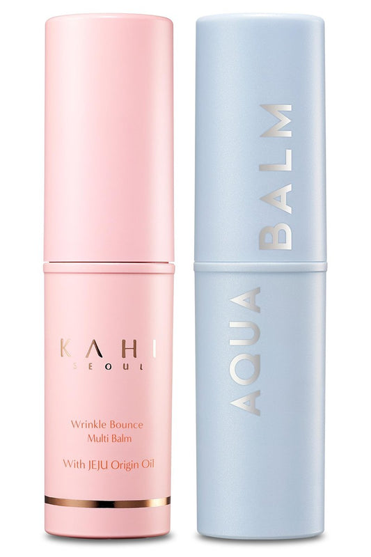 KAHI Multi Balm Max Daily Face Moisturizer + Aqua Korean Sunblock Stick | All-in-One Hydrating Lip, Eye, Neck Cream, Make Up Base & Face Mist Moisture Stick (0.30 fl oz, EA)
