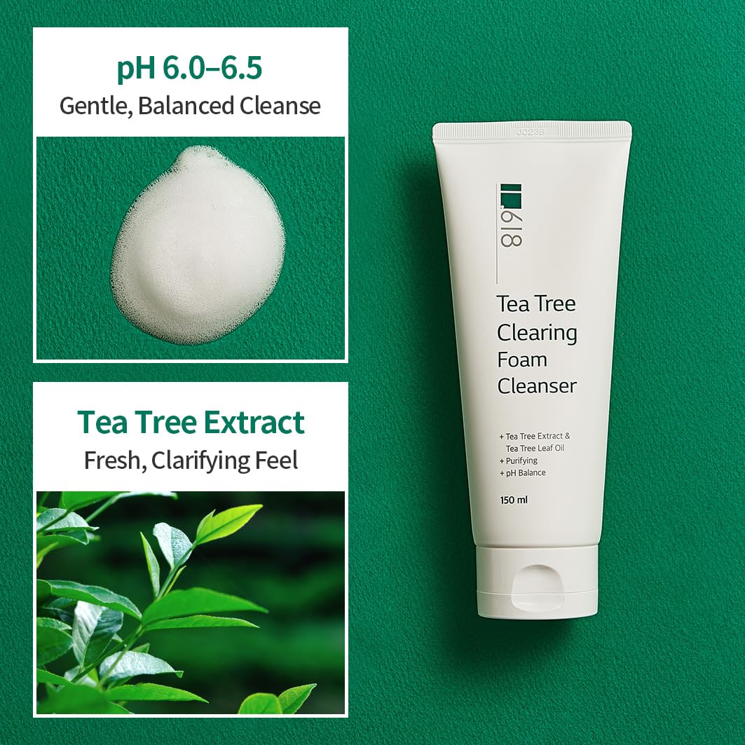 Tea Tree Foam Cleanser - BHA & Salicylic Acid Face Wash for Blemish-Prone Skin | 5.07 Fl Oz, pH 6.5
