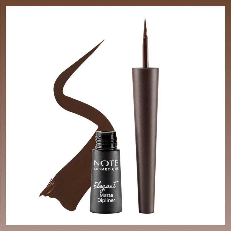NOTE Cosmetique Elegant Matte Dipliner - Smudgeproof Liquid Eyeliner with Felt Tip - Waterproof Eyeliner - 02 Coffe Brown - 0.085 oz