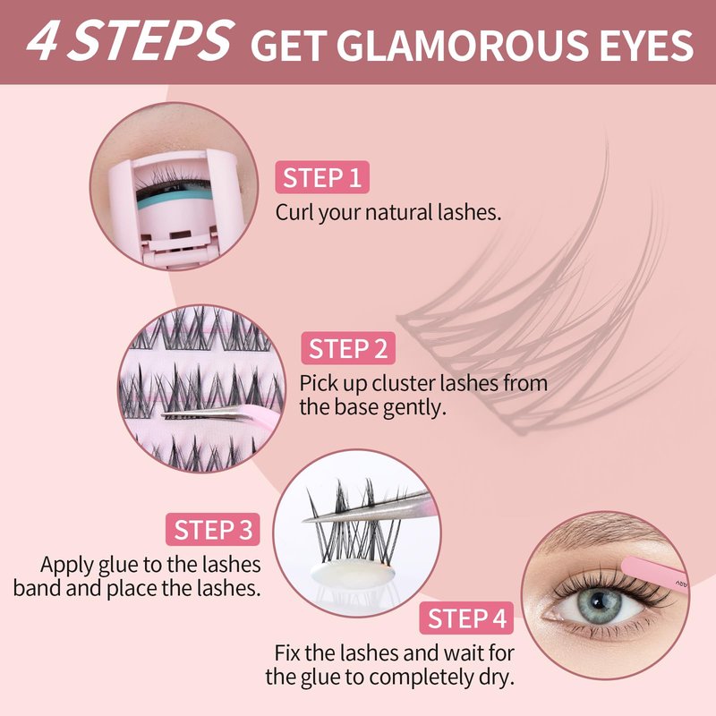 MLEN DIARY Lash Cluster DIY Eyelash Extensions 90 Clusters Lashes 10-16mm D Curl Mega Wispy Volume Individual Lashes Eyelash Clusters Extensions DIY at Home