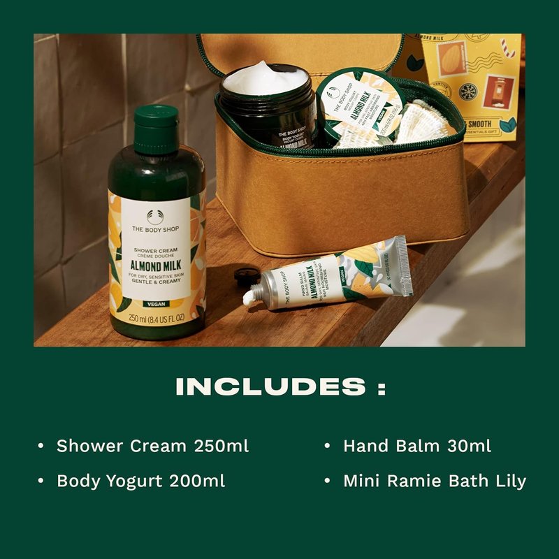 Soothe & Smooth Almond Milk Essentials Gift Set - Hydrating Vegan Skincare for Dry, Sensitive Skin | 4-Piece Set