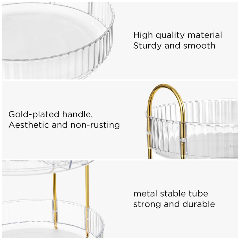 HBlife 360° Rotating Makeup Organizer, 3 Tier Spinning Perfume Skincare Organizer Large Capacity Cosmetic Storage for Bathroom, Vanity, Countertop, Clear