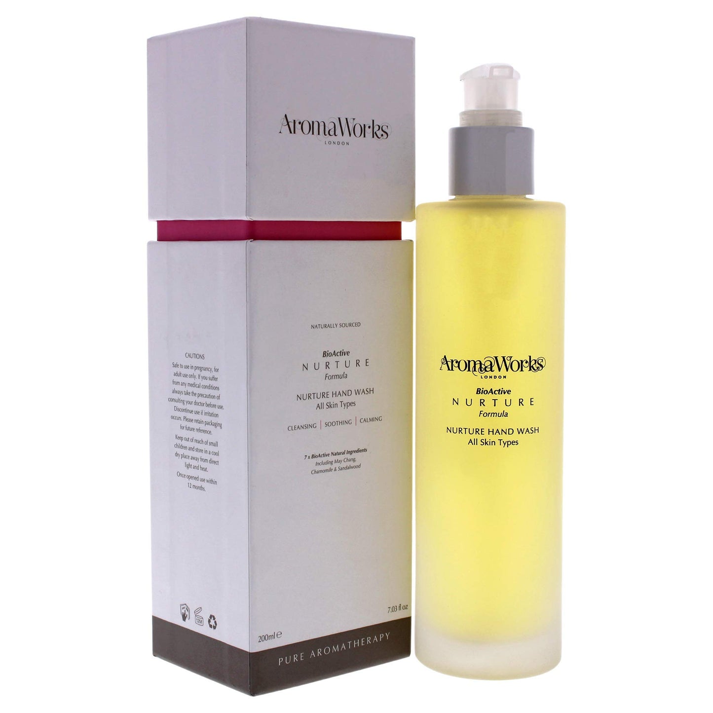 Aromaworks Nurture Hand Wash - May Chang, Roman Chamomile And Sandalwood Aromas - Cleansing, Soothing And Calming - Natural, Vegan - 100% Pure Essential Oil - Cleanses Without Drying - 7.03 Oz