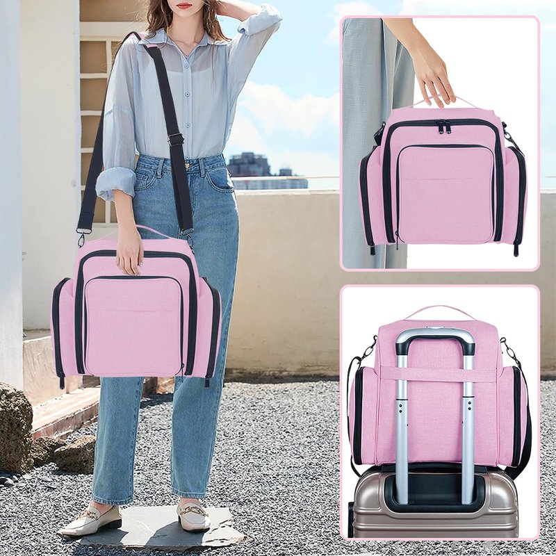 BAOMANYUHA Large Makeup Bag Cosmetic Case Organizer with 3 Inner Removable Pouches Multifunctional Travel Train Storage,Purple