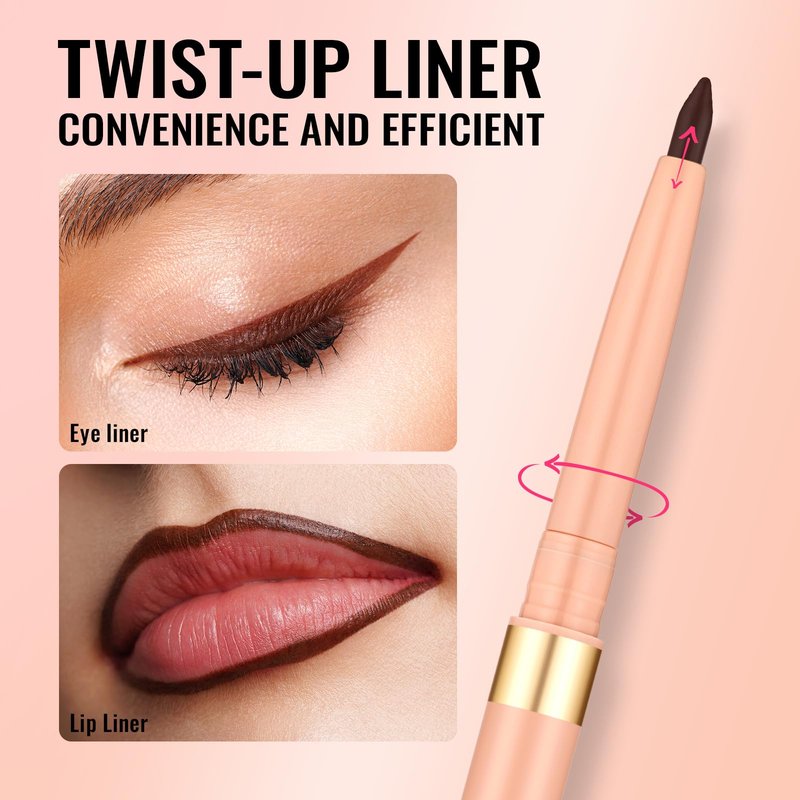 Oulac Coffee Brown Eyeliner Pencil Waterproof Smudge Proof Brown Eye Liner Retractable, Smooth and Creamy Texture, Vegan & Cruelty-Free, 03 Teddy