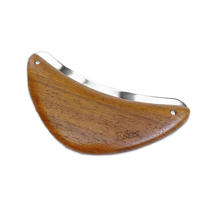 Esker Body Plane | Sterling Silver Lymphatic Drainage Massager | Teak Wood Grip Exfoliating Body Scrubber | Dead Skin Remover and Sculpting Tool