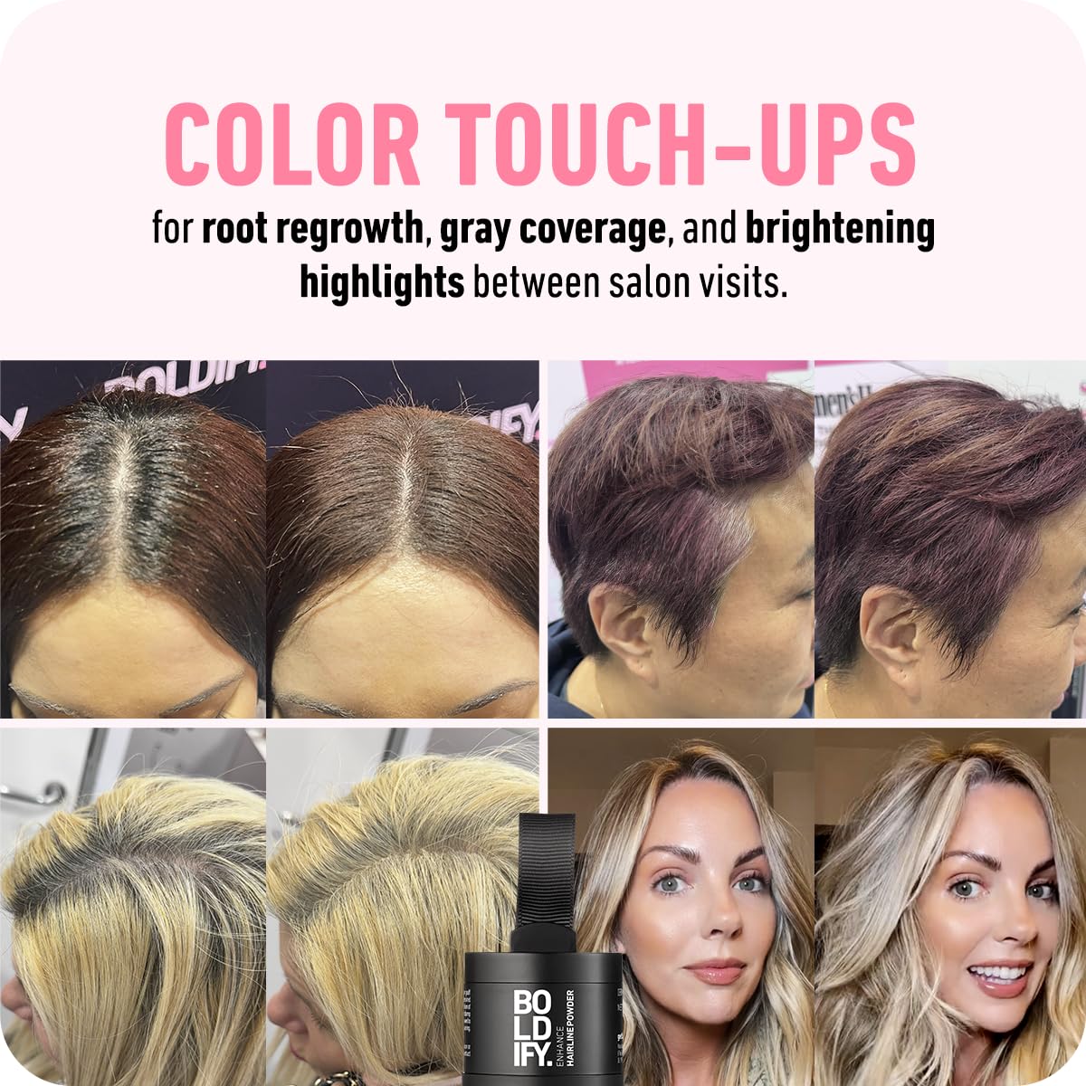 Boldify Hair Fiber + Hairline Powder: Build & Conceal Bundle - Undetectable Hair Thickener for Fine Hair, Instant Stain-Proof Root Touchup Powder, For Men & Women (Dark Brown)