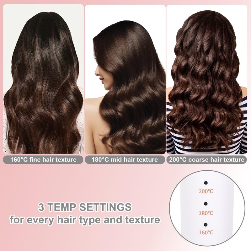 Automatic Hair Culer, Auto Rotating Curling Iron for Long Hair Safe and Easy for Kids/Beginners, 8-Second Timer, Ceramic Curling Wand, 1.25 Inch, Dual Voltage, White