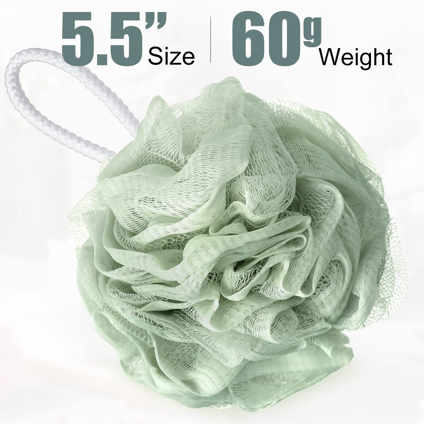 Shellwei 32 Pcs Bath Sponge Shower Loofahs Bulk 60 g Charcoal Large Mesh Puff Soft Scrubber for Men and Women Exfoliating Shower Pouf Balls with Bathing Accessories