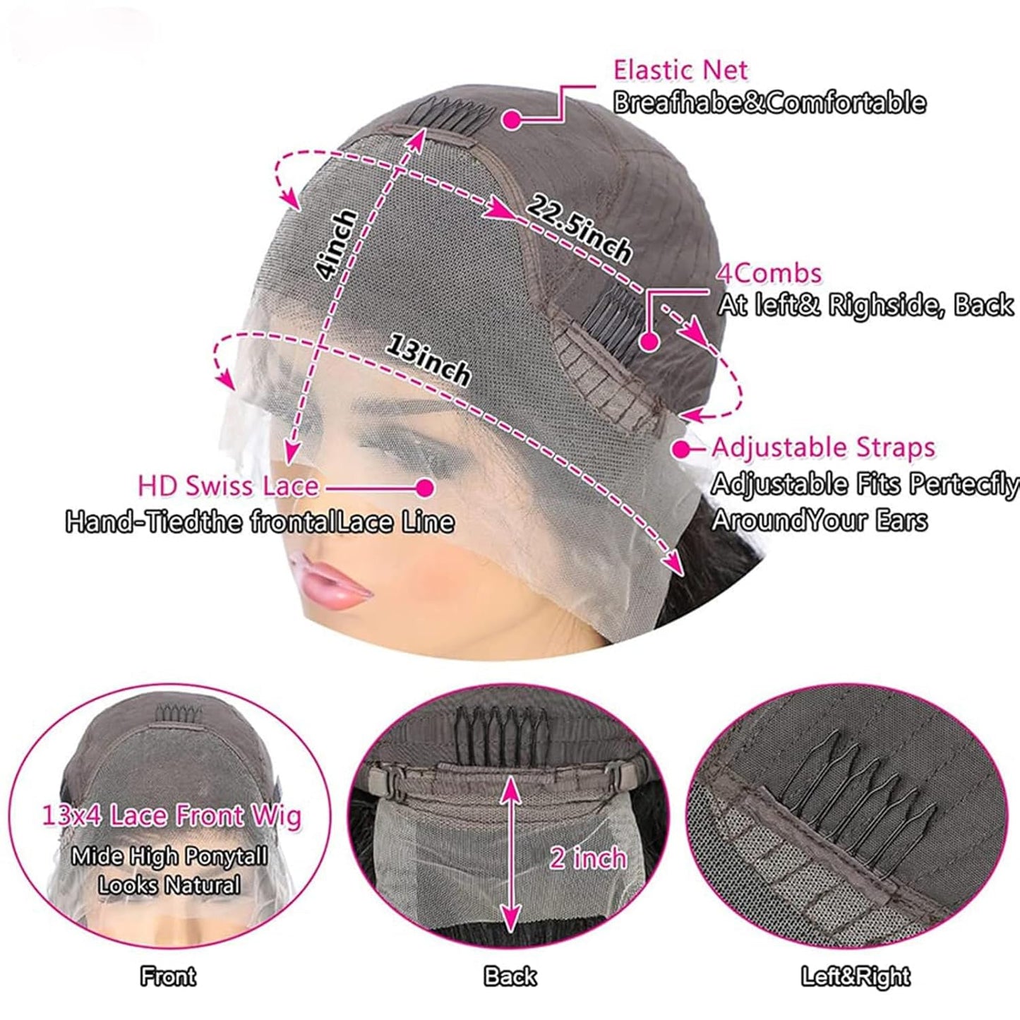 13x4 Lace Front Wig - Indian Remy Straight Bob, Pre-Plucked, Natural Color | 10 Inch