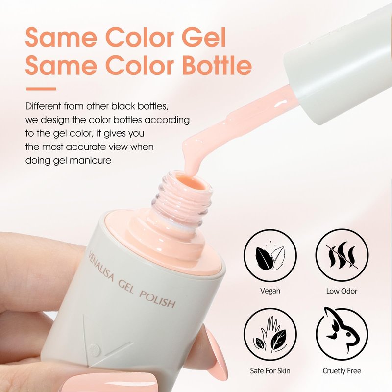 VENALISA 10 ML Gel Nail Polish Set, 5 Pcs Pink Yellow Blue Gel Polish Color High Gloss Soak Off U V Nail Manicure Salon DIY