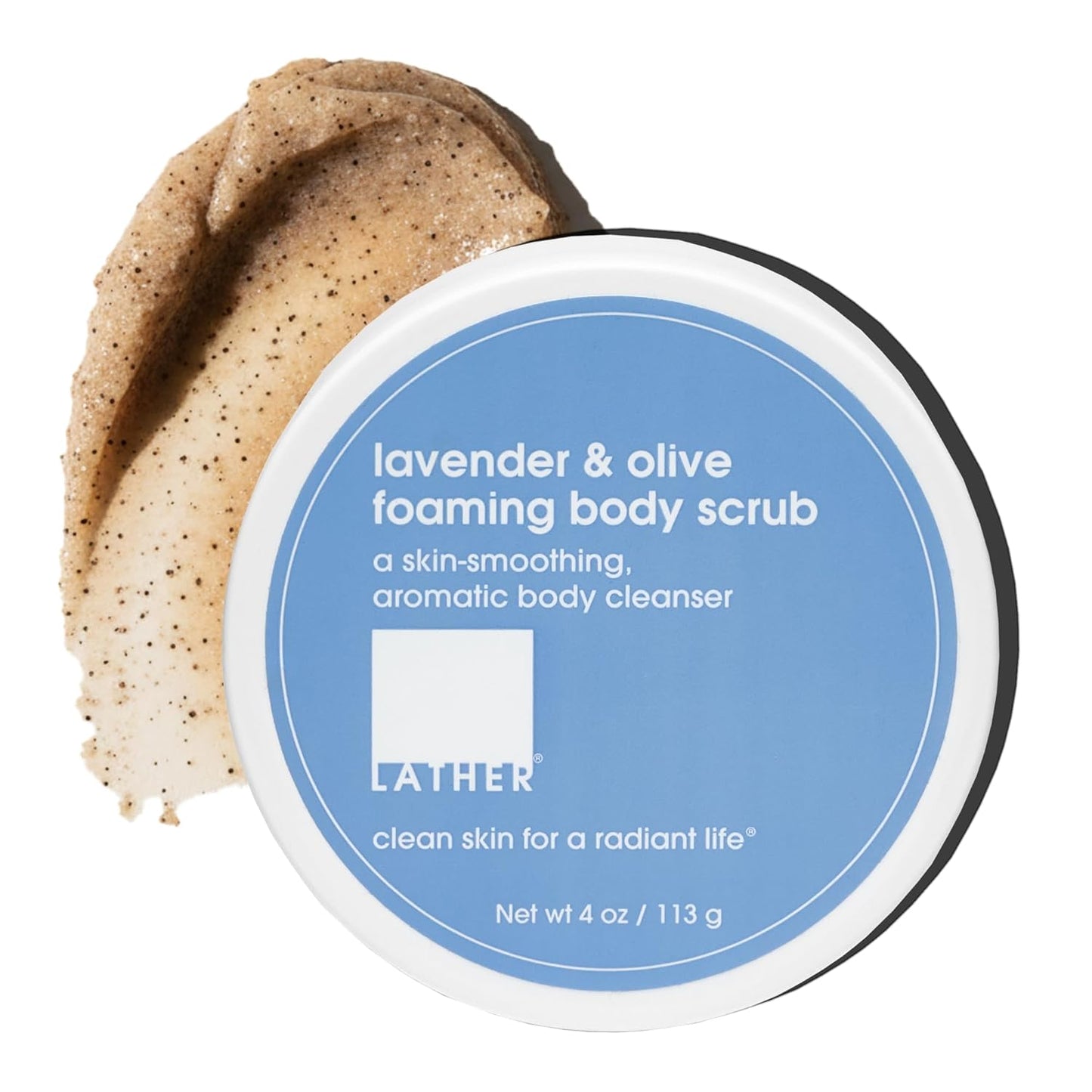 Lavender & Olive Foaming Body Scrub - Gentle Exfoliating & Hydrating Formula for All Skin Types | 4 Oz Jar