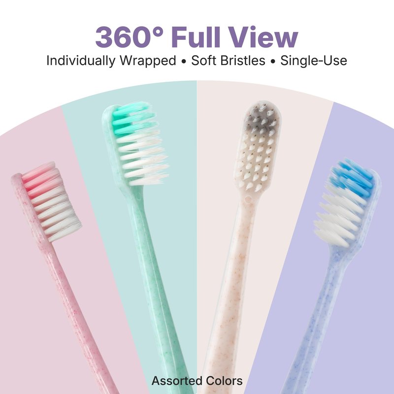 Fresings 120-Pack Disposable Toothbrushes Individually Wrapped, Soft PBT Bristle Bulk Travel Manual Toothbrushes for Adults & Kids, Guest Bathroom, Hotel, Camping, Donation – 4 Gemstone Colors