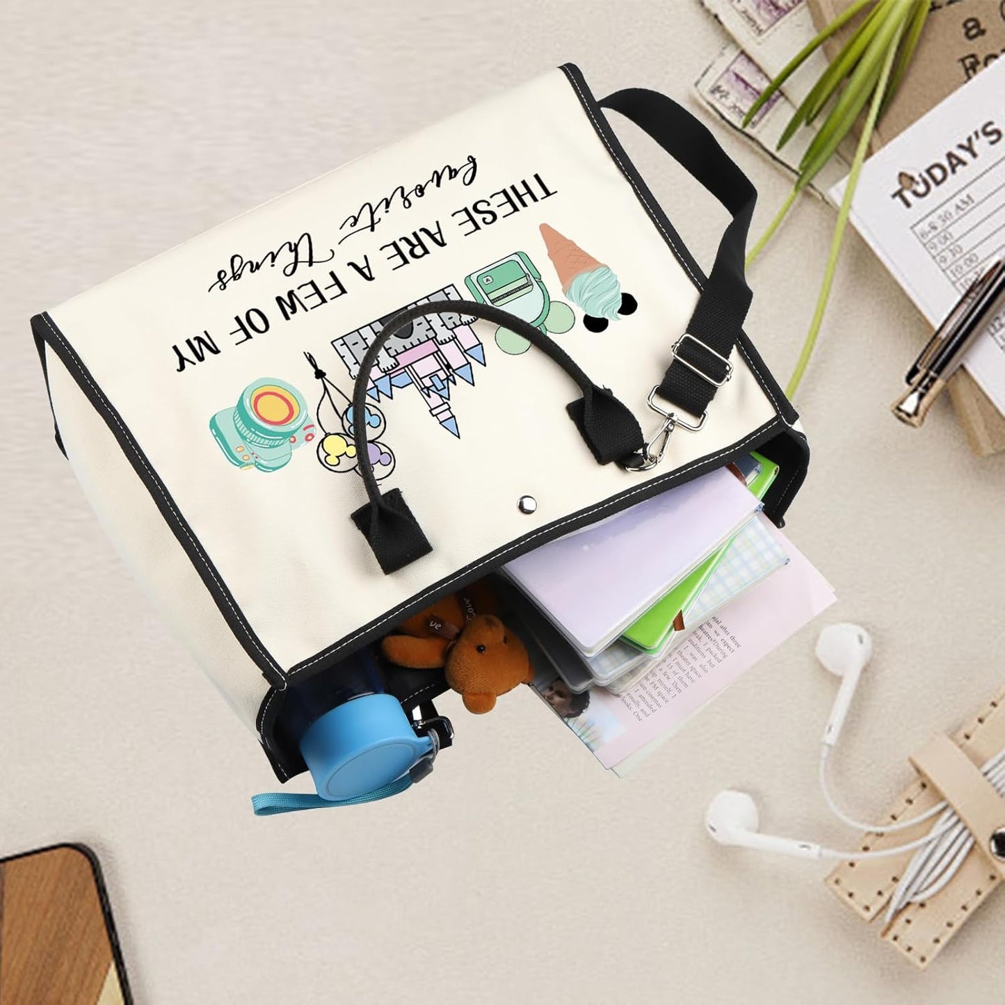Fairytale Fans Tote Bag - Mouse Family Trip Snacks & Makeup Organizer | Magic Kingdom Design