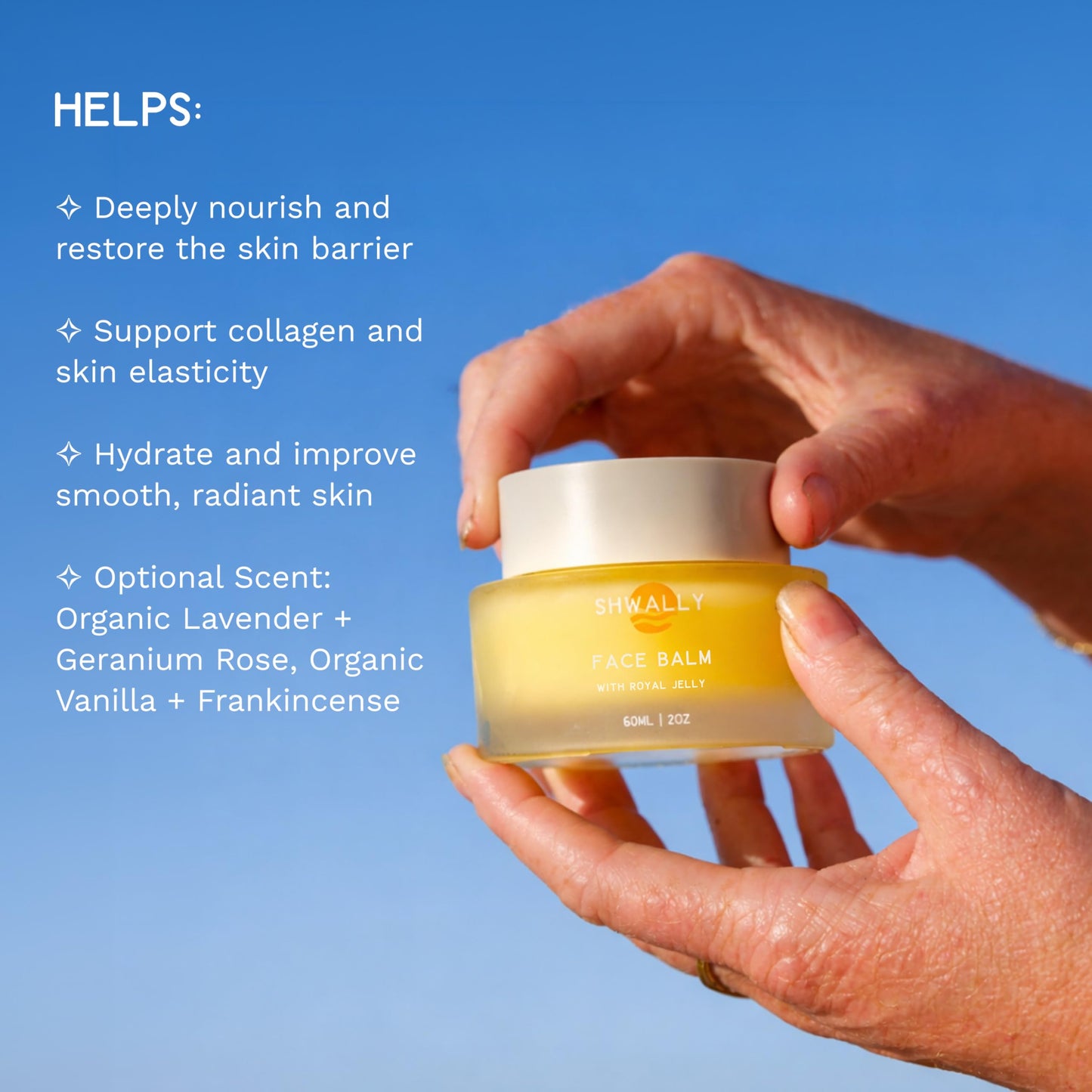 Shwally Tallow, Honey & Royal Jelly Non-Comedogenic Face Moisturizer - 100% Grass Fed Tallow with Squalane & Calendula - Rich in Vitamin A, K, D & E (Organic Vanilla + Frankincense)