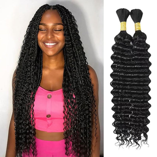 Loose Wave Human Braiding Hair - 22 Inch 50g Bulk No Weft Bundle | 10A Brazilian Virgin Curly Extensions for Boho Braids