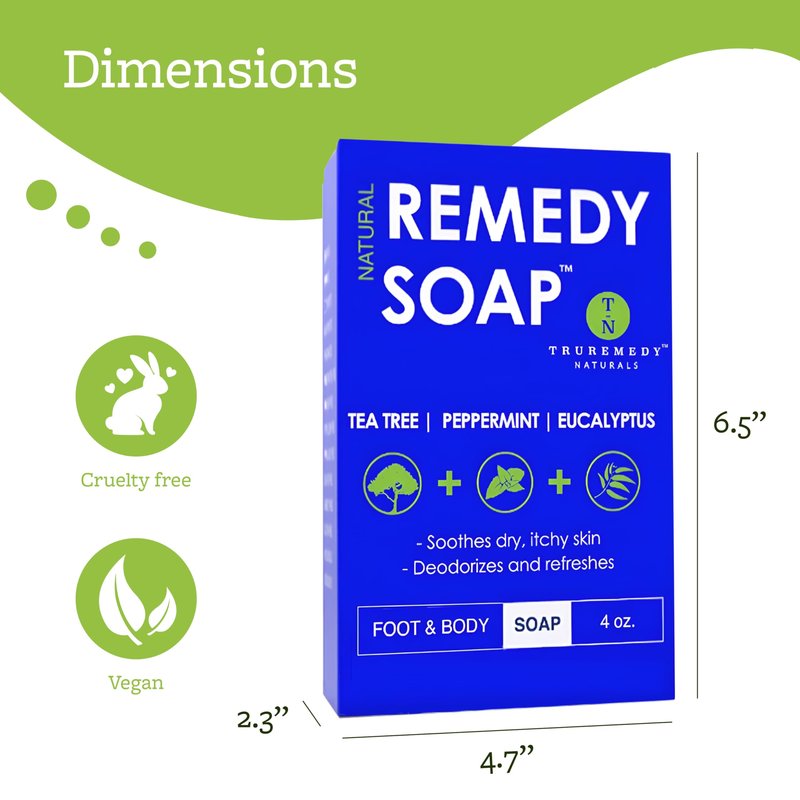 Truremedy Naturals Soap Bar for Men, Women - Tea Tree Oil Bar includes Peppermint, Eucalyptus - Remedy for Foot, Body, All Skin Types - Pack of 5