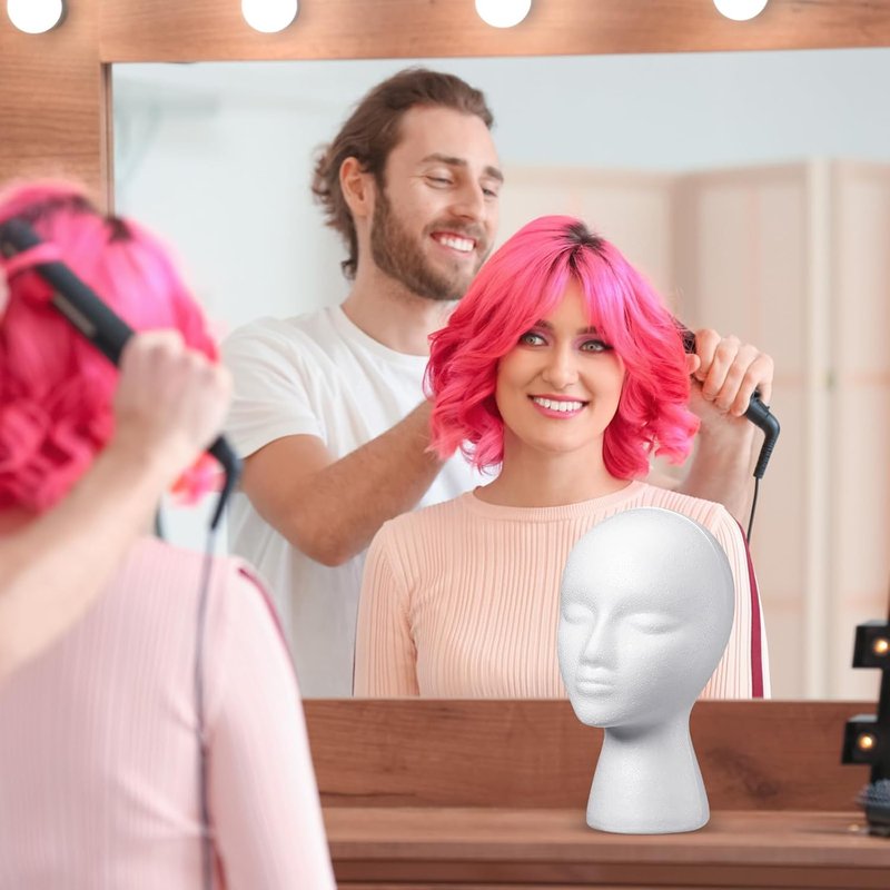 3 Pcs Foam Wig Head Set - 50 T Pins for Mannequin Display | 11 Inch Foam Stand for Hairpieces, Hats, and Cosmetics