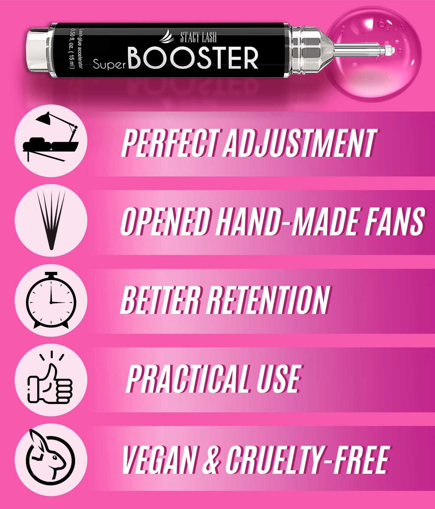 Super Booster 15ml & Extra Bonder 15ml - Stacy Lash/Adhesive Accelerator/Lash Extension Glue Activator/Sealer/Prevents Shock Polymerization/Professional Supplies for Eyelash Extensions