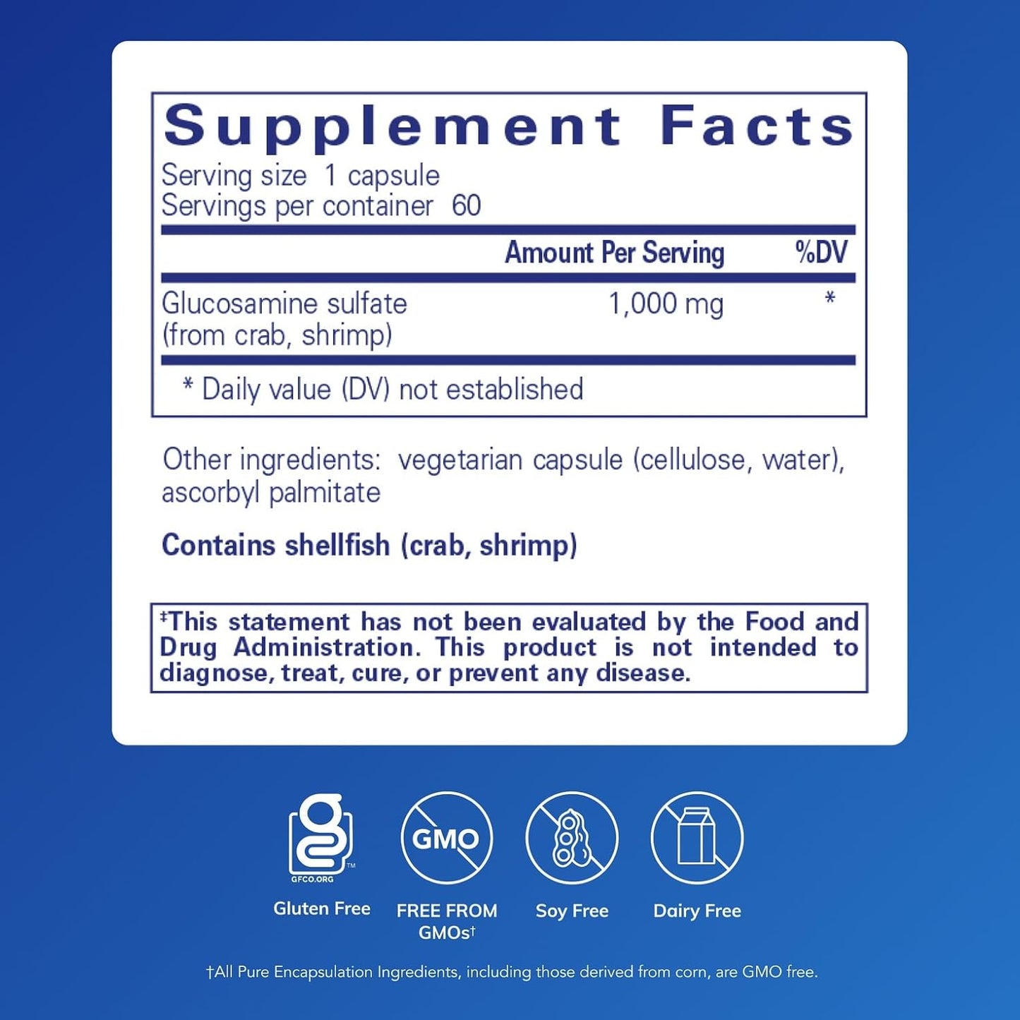 Glucosamine Sulfate 1,000 mg - Joint Support Supplement for Cartilage Health | 60 Capsules