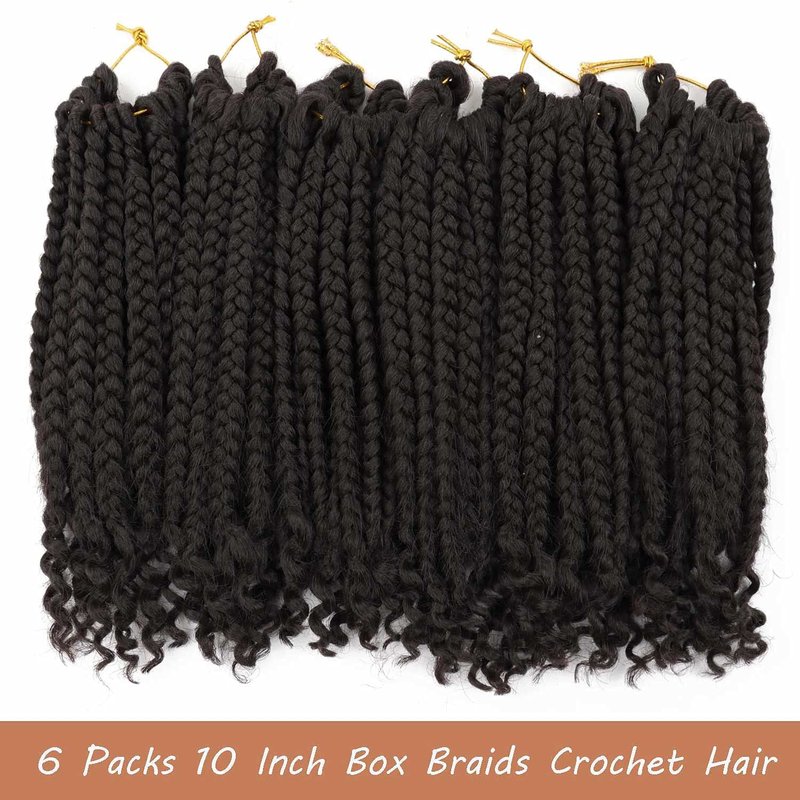 6 Packs Crochet Box Braids Curly Ends 12 Inch Bohemian Box Braids Crochet Hair for Black Women (4#, 12 Inch)
