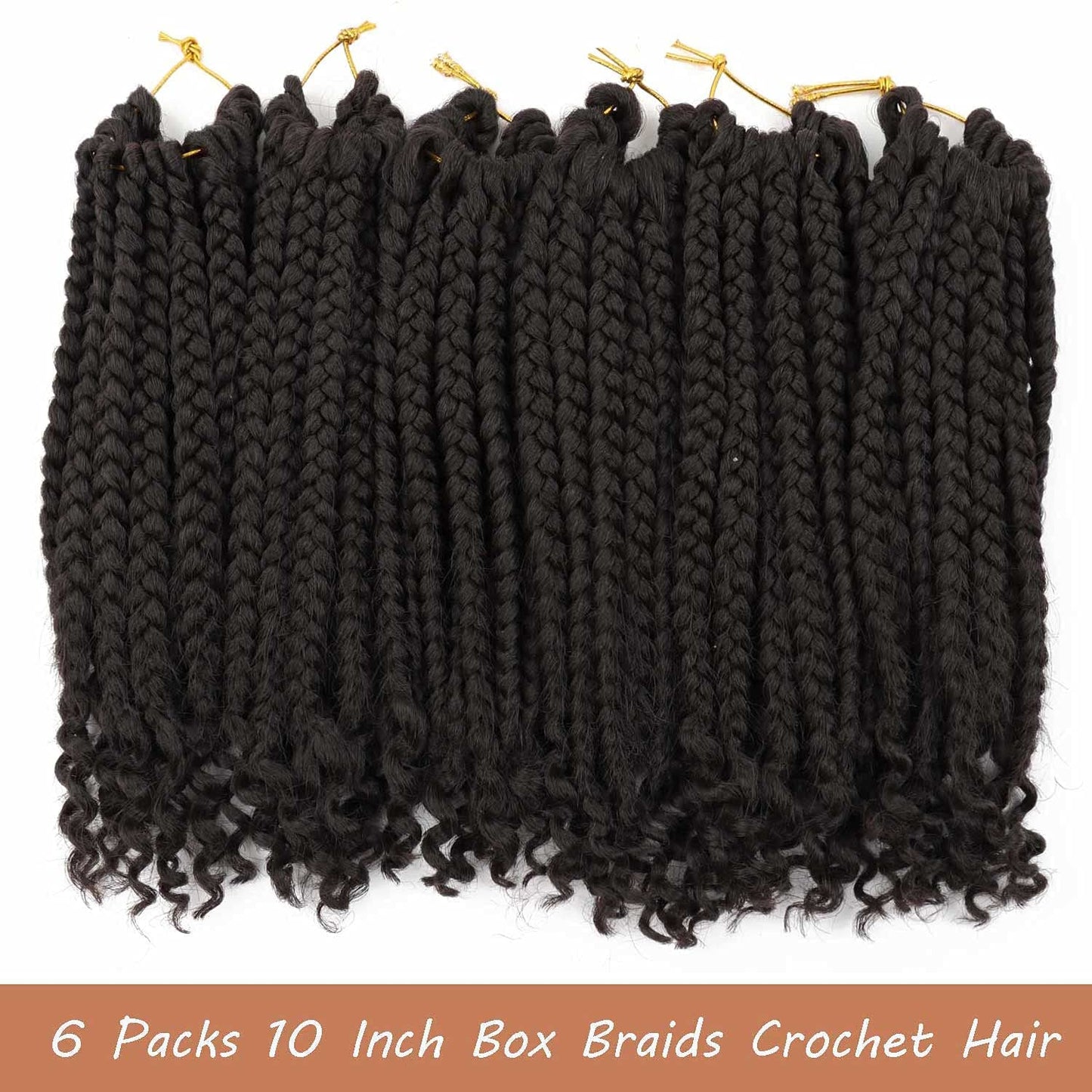 6 Packs Crochet Box Braids Curly Ends 12 Inch Bohemian Box Braids Crochet Hair for Black Women (4#, 12 Inch)