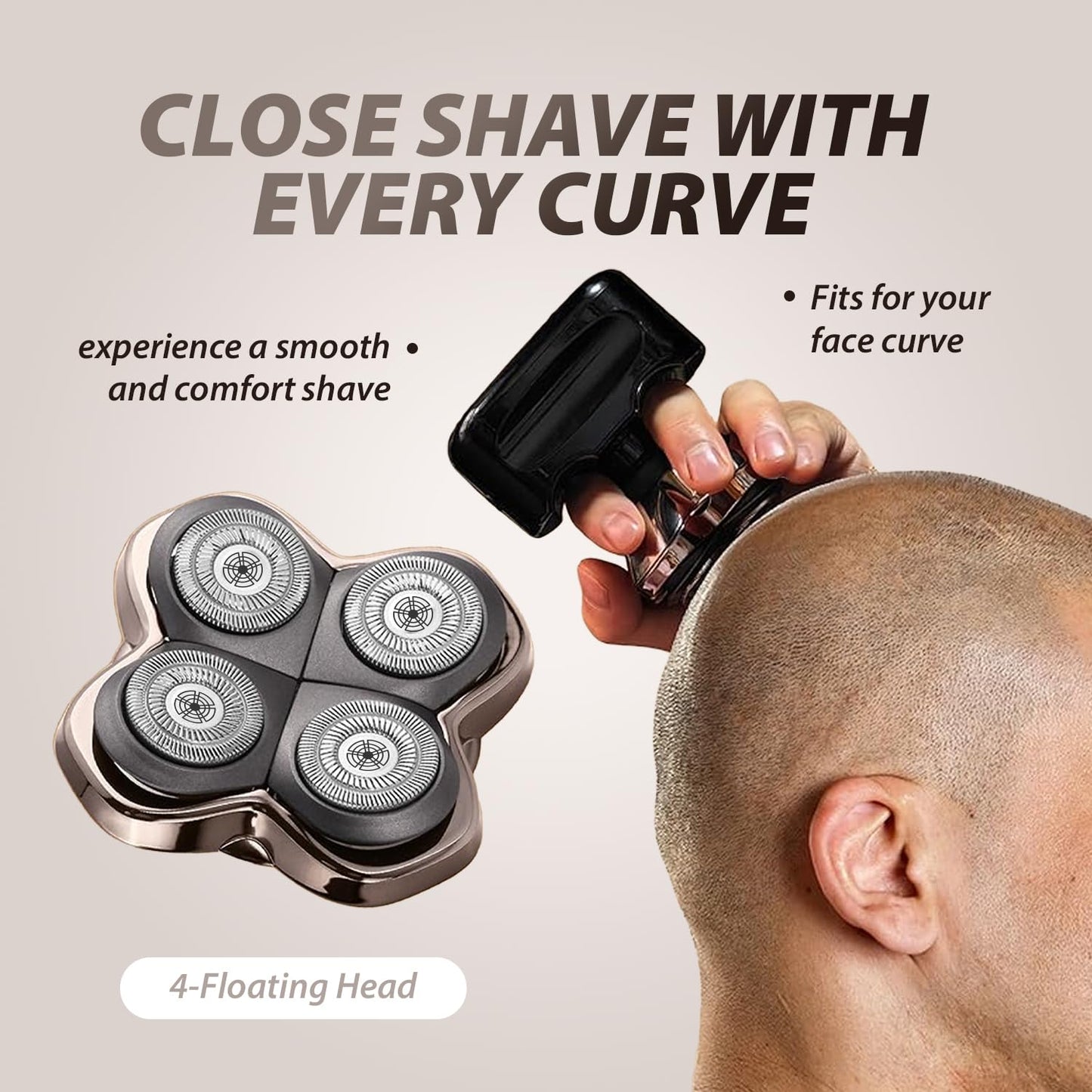 Replacement Shaver Heads for Skull Shaver, 4D Floating Blades for Pitbull Gold/Pro/Silver, Palm & Butterfly Kiss Electric Shavers, Dry & Wet Use, Waterproof Razor Head Cartridge