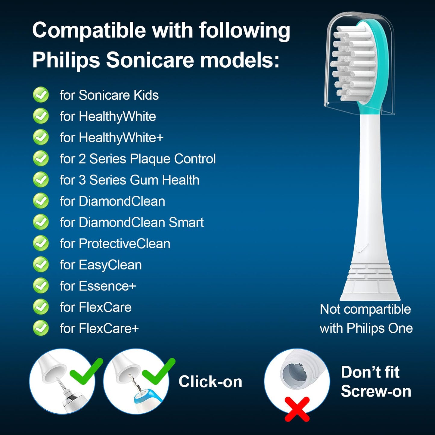 CILGEWH Kids Replacement Toothbrush Heads 10 Pack for Philips Sonicare Electric Toothbrush Soft Brush Head for Child 7+ for Boy Girl,Blue