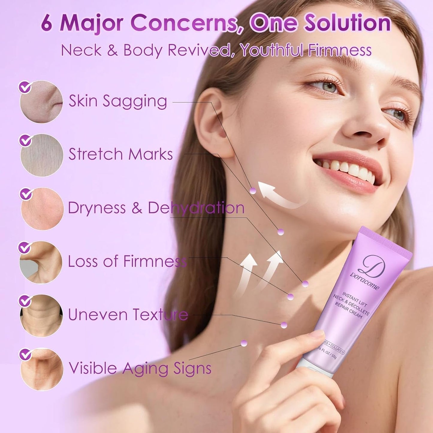 Retinol Neck Firming Cream - Collagen & Hyaluronic Acid for Anti-Aging | 1.76 Fl Oz