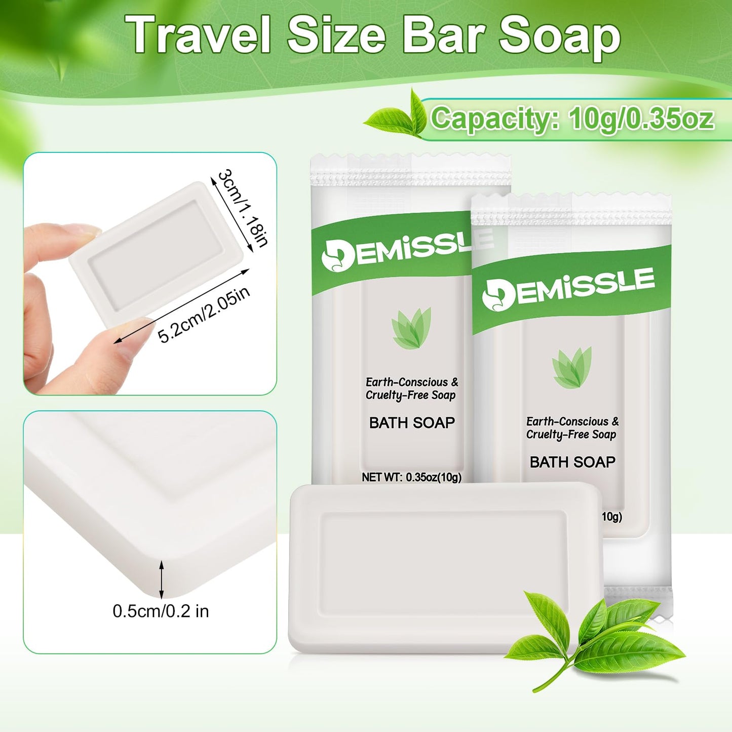 Demissle 200 Pcs 0.35 Ounce Travel Size Soap Bars Face and Body Bar Soap Small Travel Individually Wrapped Hotel for Vacation, Hospitality Hotels, Rentals, Camping, Guest Room