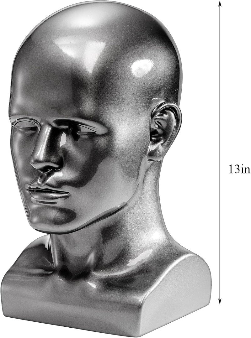 Male Mannequin Head - Professional Bald Training Display for Wigs, Hats & Sunglasses | Perfect for Styling