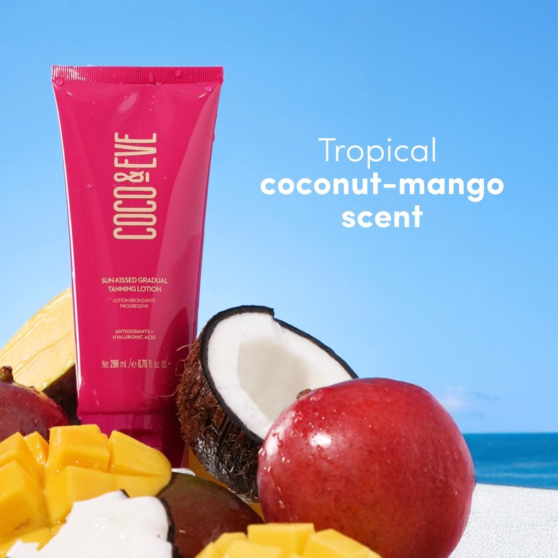Coco & Eve Gradual Tanning Lotion - Streak-Free Hydrating Sunless Self Tanner, Fast-Drying Buildable Natural Glow, Infused with Moisturizing Hyaluronic Acid, Vegan, Cruelty Free | 6.76 Fl Oz