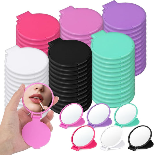 Compact Pocket Mirror Set - Mini Folding Mirrors in 6 Colors | Perfect for Travel, Gifts, and Business Trips (120-Pack)