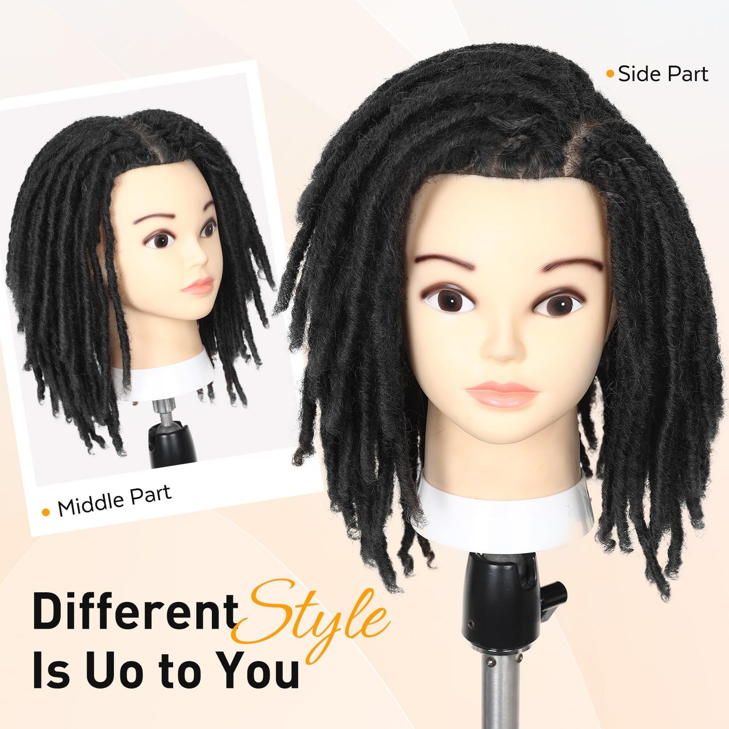 WIGNEE 120 Strands Faux Locs Crochet Hair 10 Inches Short Pre-Looped Soft Dreadlocks 6 Packs Pre-Twisted for Black Women (10 Inch, 1B)