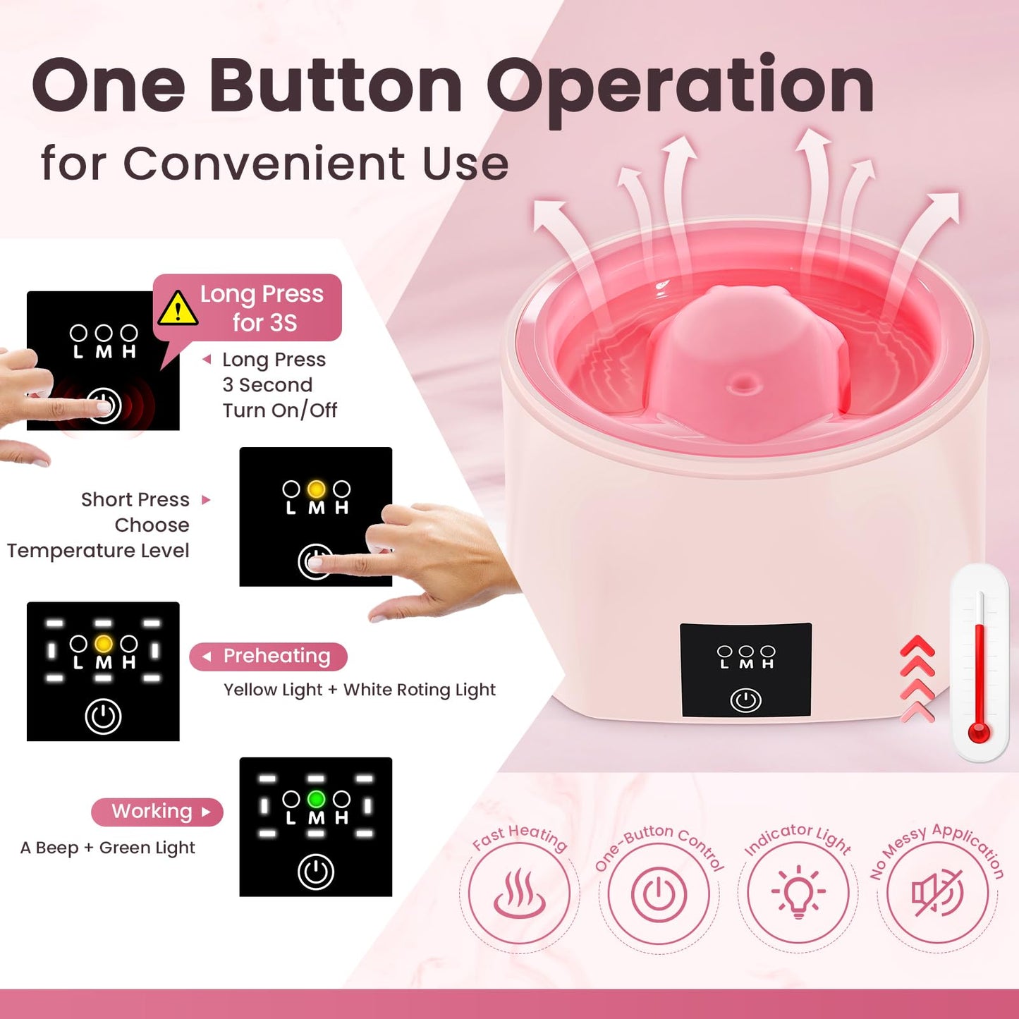 Yokilly Nail Soaking Bowl Heated: Three-Level Temperature Control Nail Soak Off Bowl for Nail Enthusiasts Beginner - Electric Manicure Nail Remover Bowl 50% Faster for Home Salon (Pink)