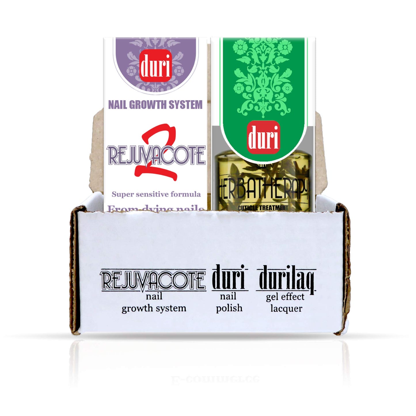 duri Rejuvacote 2 Nail Growth System Base and Top Coat, Herbatherapy Cuticle Treatment Drops - Damaged Cuticles Repair, Growth, Healthier, Stronger Nails, Strengthener (Combo Pack)