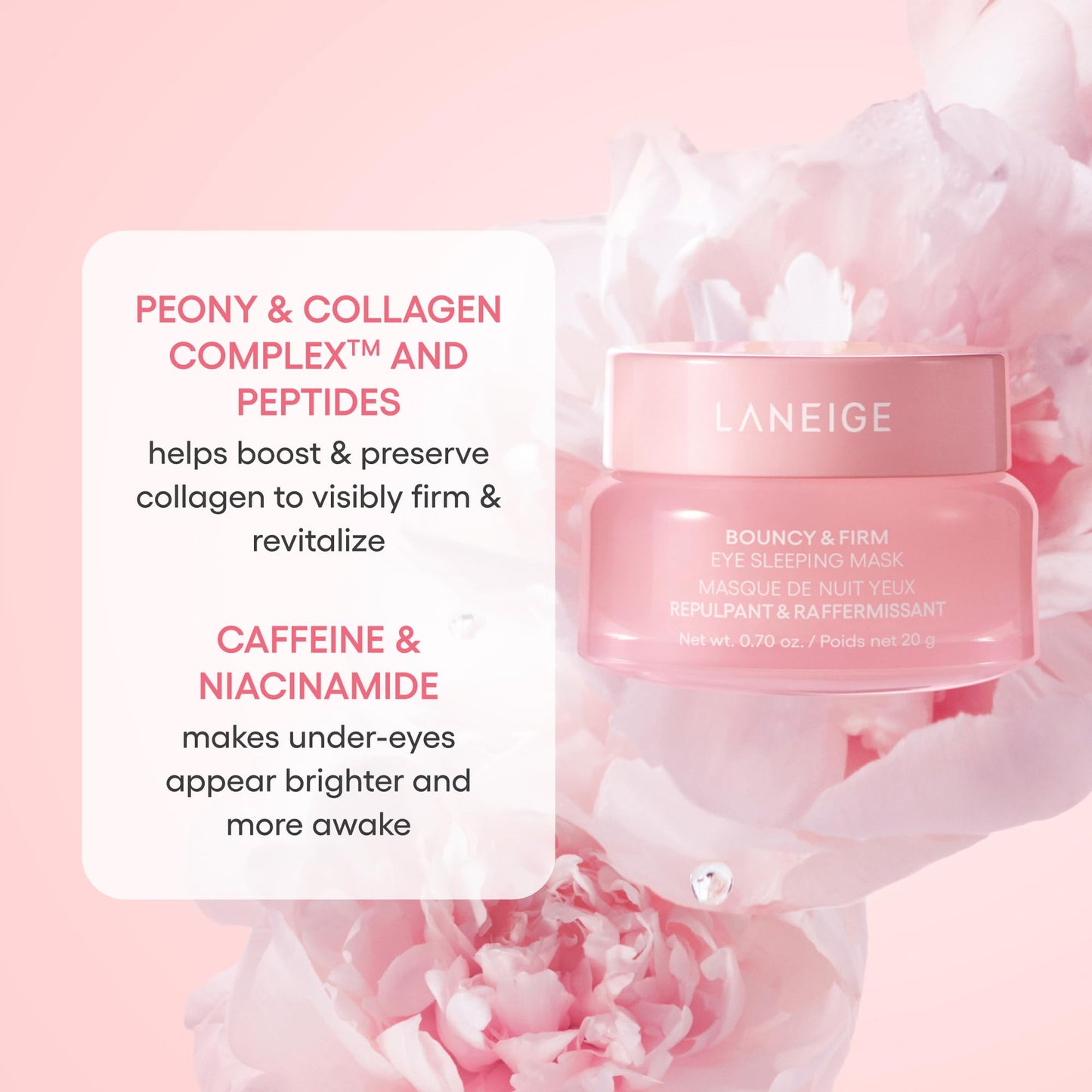 LANEIGE Plump & Hydrate Trio: Bouncy & Firm Travel-Sized Skincare Set with Eye, Face, & Lip Sleeping Masks for Glowing, Firm, & Hydrated Skin