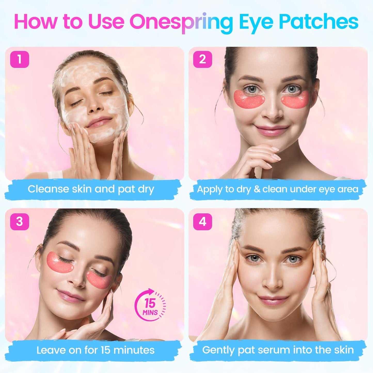 Onespring Eye Masks (36 Pairs) - Under Eye Patches for Relieves Dark Circles, Fine Lines and Puffiness, Revitalizing Eye Gel Pads - Ideal for Daily Skin Care & Gift Choice