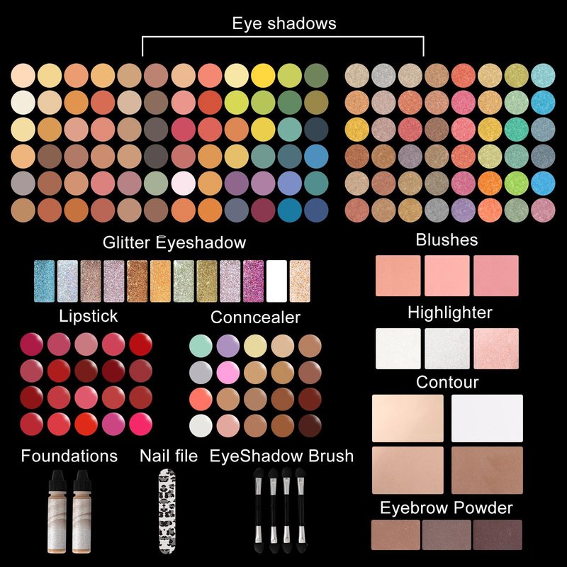 All In One 132 Color Makeup Kit, Professional Case, Teen Girls Set, Multicolor Eyeshadow Palette (006N1-Pink)