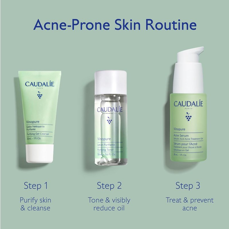 Caudalie Vinopure Acne Serum for Acne-Prone Skin - Treat & Prevent Blemishes | Includes 2 Free Travel Sizes